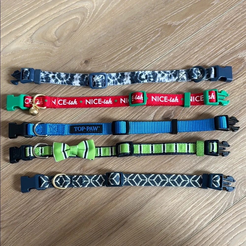 Top Paw Assortment x 5 Adjustable Dog Collars Small holiday